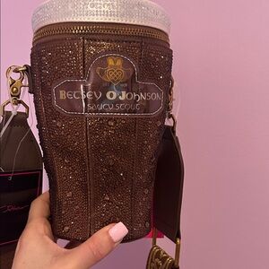 Betsey Johnson Brown Crystal-Embellished Saucy Scout Crossbody